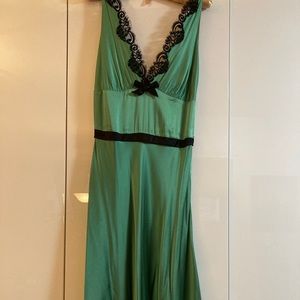 Beautiful Silk dress with black lace neck line